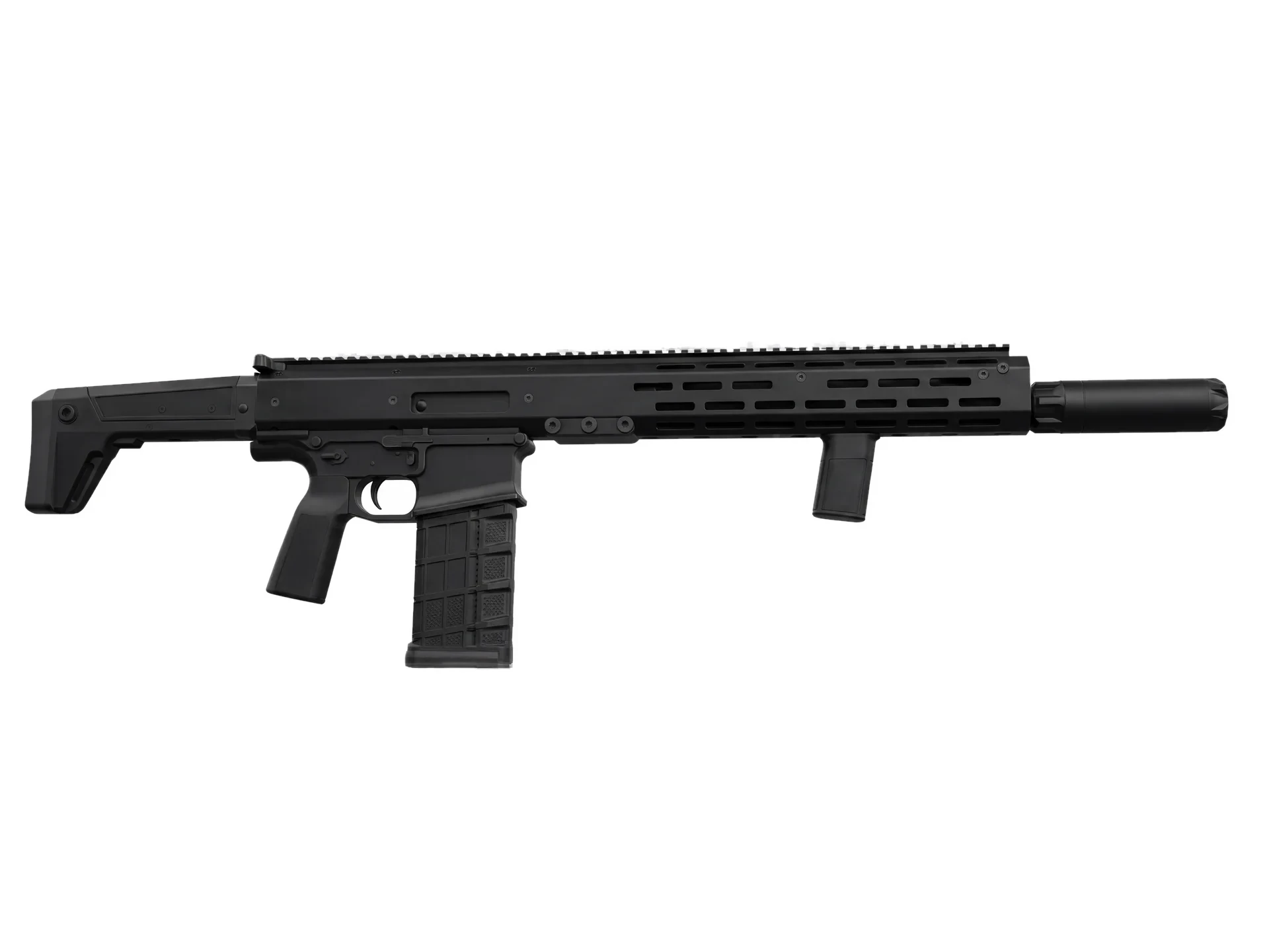 The AVA-1 Prototype rifle in Black, left profile
